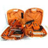 A pair of PASLODE nail guns, cased.