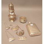 Silver and silver mounted wares, comprising; a baluster shaped sugar caster, London 1933,