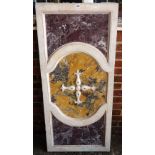 An 18th century rectangular twin tone marble panel with central cross motif, 64cm x 139cm.