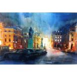 Alexander Creswell (b.1957), Waterloo Place, Nocturne, watercolour, signed, 36.5cm x 54.5cm.