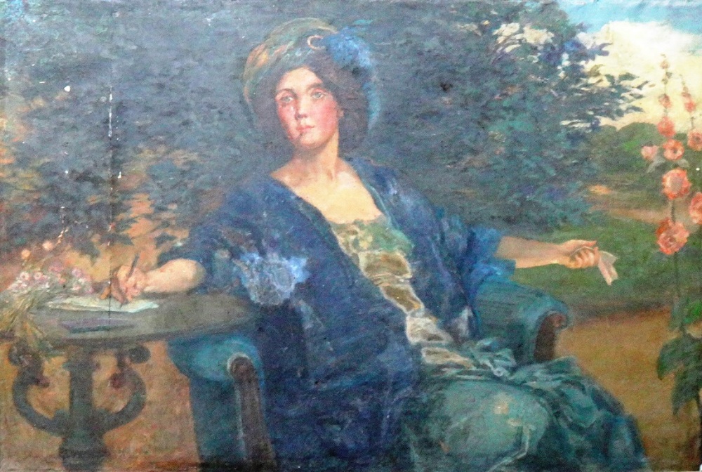 William Edward Frank Britten (1848-1916), A lady seated in a garden, oil on canvas,