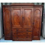 A Victorian mahogany breakfront compactum wardrobe,