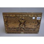 A Japanese chinoiserie decorated tea chest, late 19th century, with lead lined interior, 35cm wide.