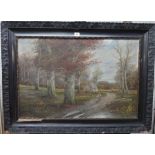 Austrian School (c.1900), Wooded Scene, oil on canvas, indistinctly signed, 52cm x 77cm.
