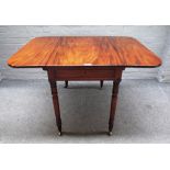 A Regency mahogany Pembroke table, with single frieze drawer on turned supports,
