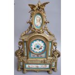 A French porcelain mounted gilt metal eight-day mantel clock, early 20th century,