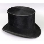 Henry Heath Ltd: a black silk top hat, measures approximately 20cm front to back and 15.
