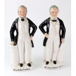 A pair of Victorian Staffordshire figures - 'Gladstone' and 'Beconsfield', 32cm high.