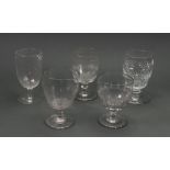 A group of five glass rummers, 19th/early 20th century,