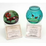 Two Caithness glass paperweights Lizard, No 26/50 and Small World No 4/75,