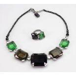 Emporio Armani; A paste and coloured stone set necklace, the clasp detailed '925 E A',