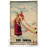 A vintage travel poster; See India, Kangchenjunga, Near Darjeeling, circa 1950's,