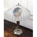 An American nickel lamp, 20th century, with mushroom shaped glass shade,