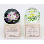 Two Caithness glass paperweights Yellow Rose, No 7/50 and Wild Rose Bouquet, N 88/250,