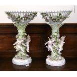 A pair of Sitzendorf centrepiece fruit stands,