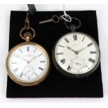 A Victorian silver cased open face pocket watch, hallmarked for Chester 1887,