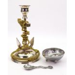 A contemporary electroplate and gilt met