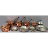 A collection of ten copper and tin lined