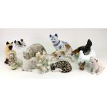 A group of porcelain and pottery animals
