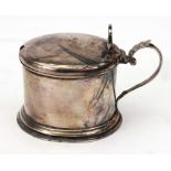 A Victorian silver drum mustard pot fram