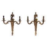 A pair of Regency style ormolu wall applique, late 19th century,