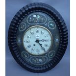 A Continental two train wall clock, early 20th century, with enamel set alabaster dial,