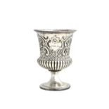 A George IV silver vase, of campana shaped form, with floral,