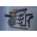 A quantity of collectables, including a 19th century wire mousetrap,