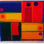 Continental School (20th century), Abstract, colour lithograph on silk,