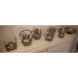 A group of late 19th century plated Britannia metal wares,