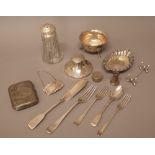 Silver and silver mounted wares, comprising; a sugar bowl, London 1912, a circular small inkstand,
