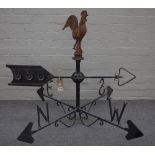 A late 20th century Continental wrought iron weather vane,