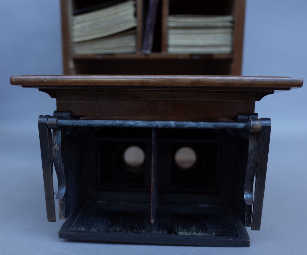 A walnut and mahogany cased table top stereoscopic viewer 'Achromatic' by Smith & Beck, - Image 4 of 6