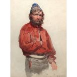 Edward Duncan (1803-1882); Study of a man in Medieval costume; Fisherman, two watercolours,