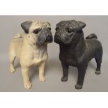 Two life size 20th century ceramic models of pugs, (2).