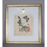 A 19th century Chinese painting on silk depicting butterflies and flowers.
