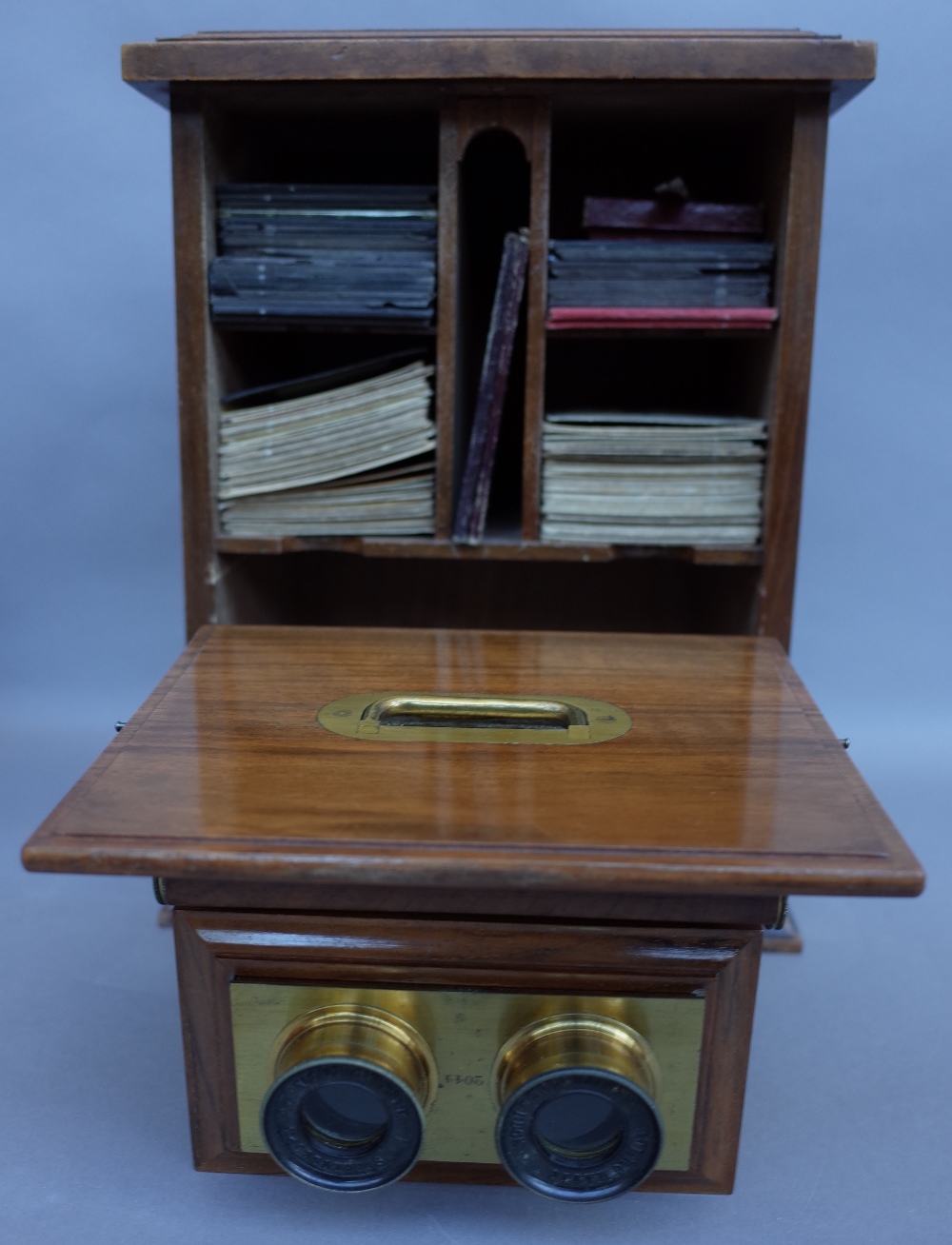 A walnut and mahogany cased table top stereoscopic viewer 'Achromatic' by Smith & Beck, - Image 2 of 6