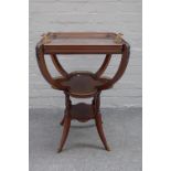 A late 19th century mahogany occasional table with lift off square tray top on four open supports,