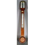 A 'Hughes' mahogany cased stick barometer, 19th century,