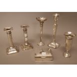 Silver and silver mounted wares, comprising; a pair of candlesticks,