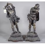 A pair of spelter figures of warriors.