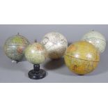 Five miniature early 20th century loose globes.