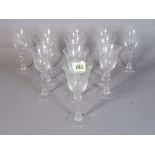 A small group of 20th century etched wine glasses, (qty).