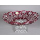 A large early 20th century red flashed cut glass tazza.