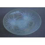 A French Etling opalescent glass bowl, 20th century, of circular form,