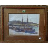 Cyril Ward (1863-1935), Fishing fleet, Isle of Man, watercolour, signed, 24.5cm x 34cm.