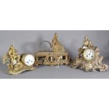 Three various spelter mantel clocks.