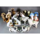 A quantity of Victorian and later ceramic models of pugs, mostly pairs, (qty).