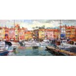 Peter Jovanovic (20th century), St Tropez Harbour, oil on canvas, signed and dated '79, unframed,