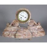 An early 20th century rose marble French mantel clock.